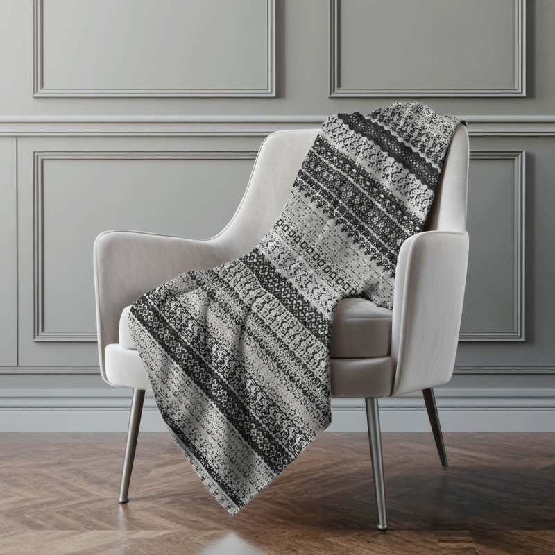 Addison Machine Washable Sherpa Striped Throw Blanket, Black