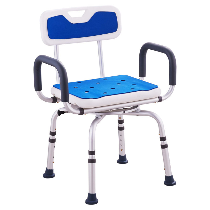 Chaise de douche pivotante à 360 ° avec hauteur réglable et dossier confortable