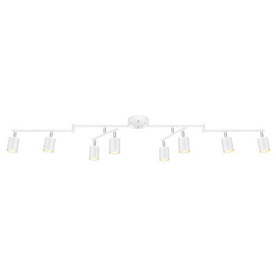 8-Light Adjustable Arms and Heads White Track Lighting Fixture