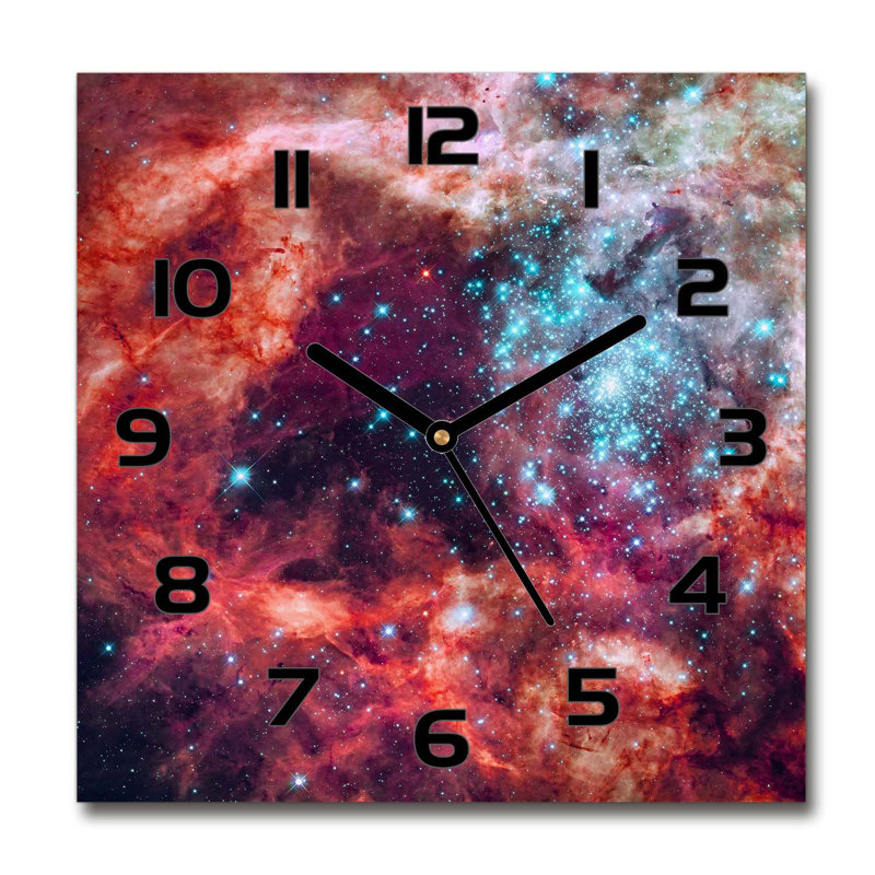 Idelfonso Glass Wall Clock, Black/Red/Purple