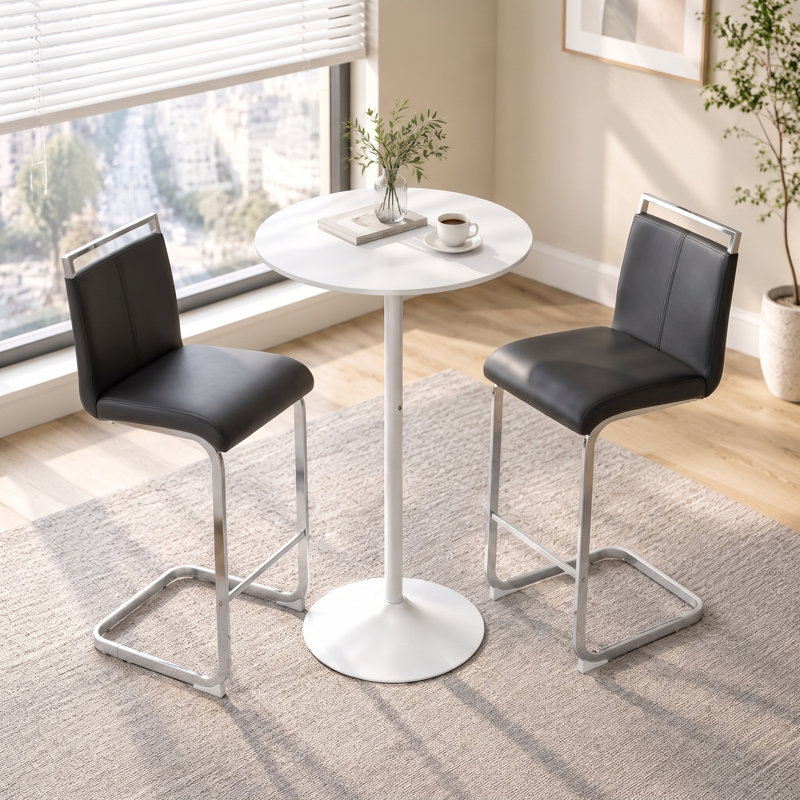 Ensemble de tables de bar 24 po Modern Modern, Noir / argenté