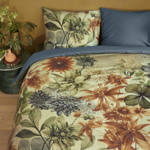 Chartreuse Cotton Flowered Duvet Cover