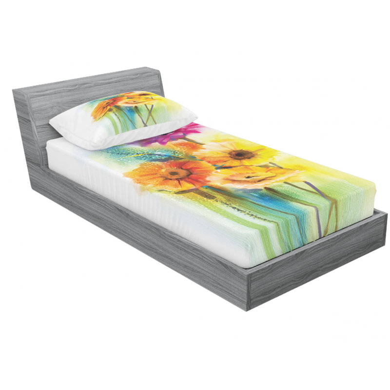 Ensemble de draps Gerber Daisy, Ensemble de draps pour lit simple TG avec drap-hou, Marguerite gerbéra