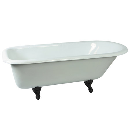 66" x 30" Clawfoot Soaking Bathtub, Black