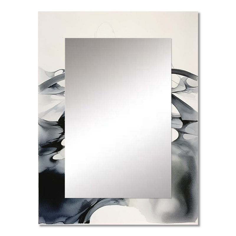 Abstract Neutral XI - Geometric Mirror, Modern Decorative Wall Mirror, Printed Metal Art, 32" x 24"