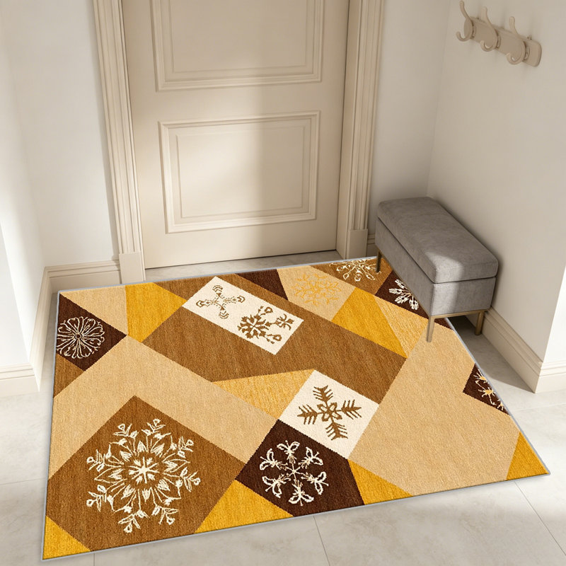 Brown Snowflake Pattern carpet-easy to clean, machine-washable, soft and comfortable; suitable for door mats, kitchens, living rooms, bedrooms, corridors, and laundry areas. Easy to clean, durable carpet for home decoration.