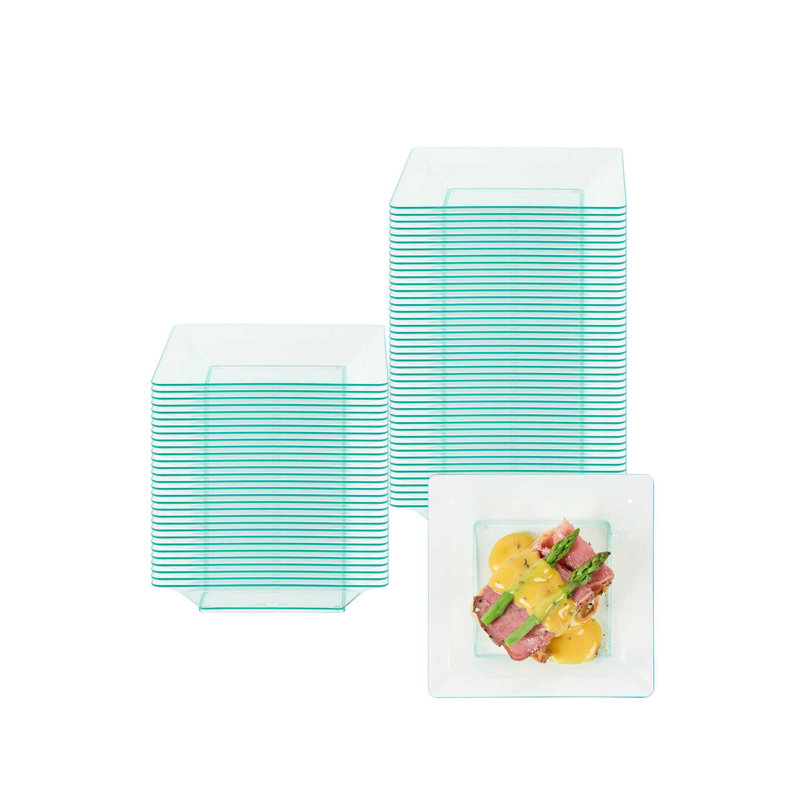 Restaurantware-4.3 x 4.3 Inch Appetizer Plates, 100 Disposable Square Plastic Plates - Durable, Stylish, Seagreen Plastic Hors D'oeuvre Serving Plate, For Desserts Or Appetizers At Parties