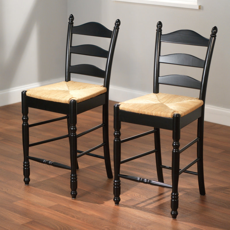 Tabouret de bar et de comptoir Amasya, Noir, Tabouret de comptoir (assise de 24 po de hauteur)