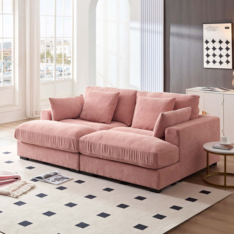 Canapé-lit double 89,76 po, Tissu rose