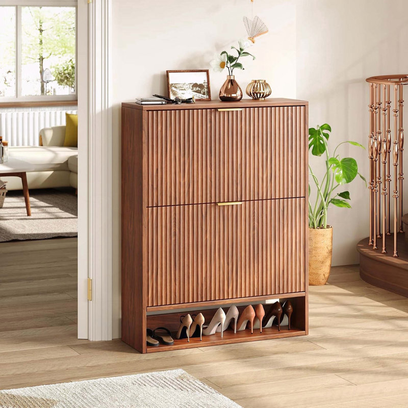 Rangement à chaussures moderne avec tablettes réglables, Noyer