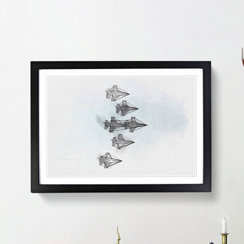 U.S. Air Force Thunderbird Jets in Abstract - Picture Frame Graphic Art Print, Black Framed, 48cm H x 65cm W x 2cm D