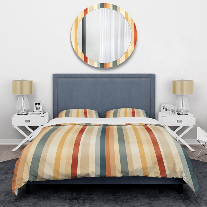 Ensemble de housse de couette sérénité à rayures beiges et brunes, Housse de couette pour très grand lit et 2 très