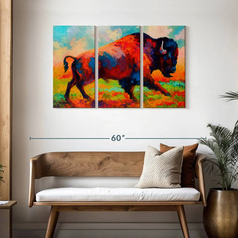 Brampt Bison Running Free, 28" H x 45" W