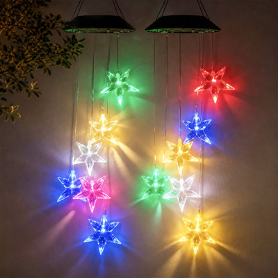 Migues Solar Star Wind Chime Gifts for Mom Christmas Decorations Waterproof Outdoor Lights