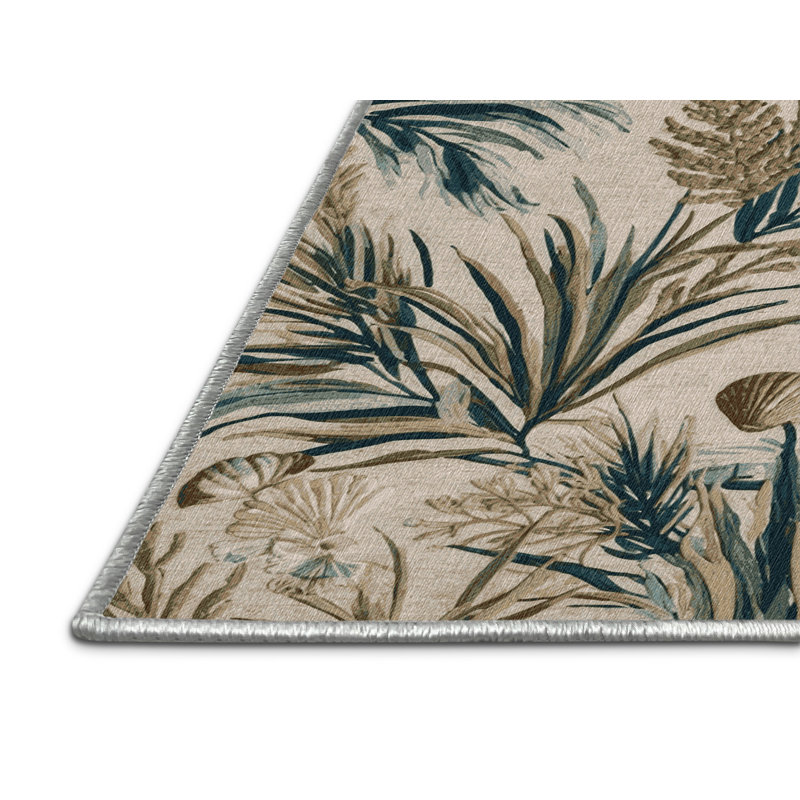  Washable Coastal Garden Coastal Area Rug, Rectangulaire 2 pi x 3 pi