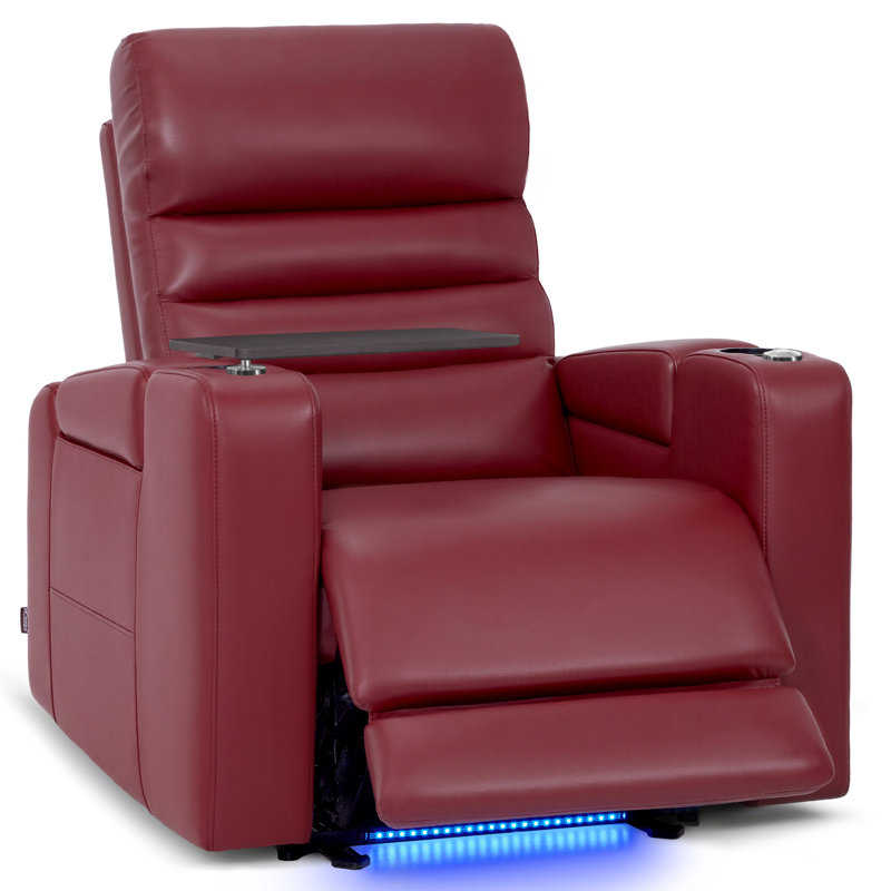 Siège de cinéma inclinable électrique avec appui-tête et plateau pivotant Zero-Gravity, Bourgogne, Faux cuir