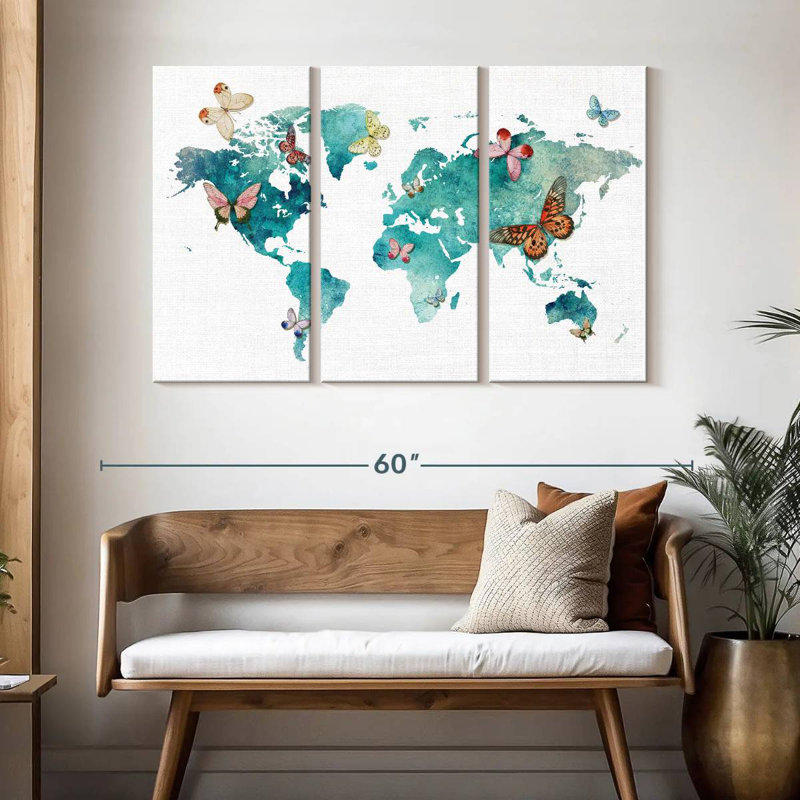 Carte du monde des papillons Aliaz, H 32 po x l 50 po