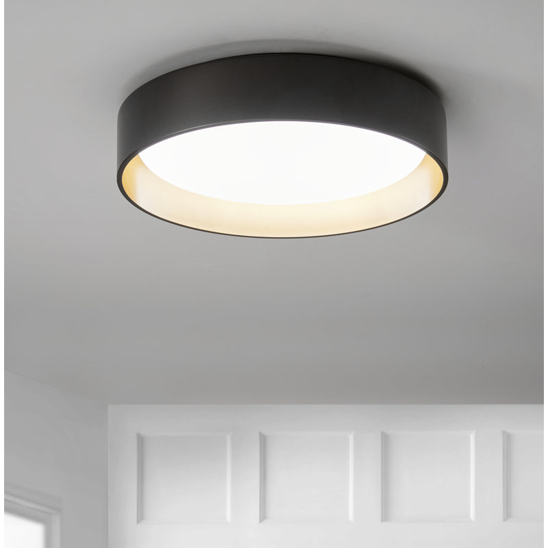 1 - Light Simple Design Classic LED Energy Saving Dimmable Flush Mount Ceiling Light, 4.53" H x 17.72" W x 17.72" D, Black