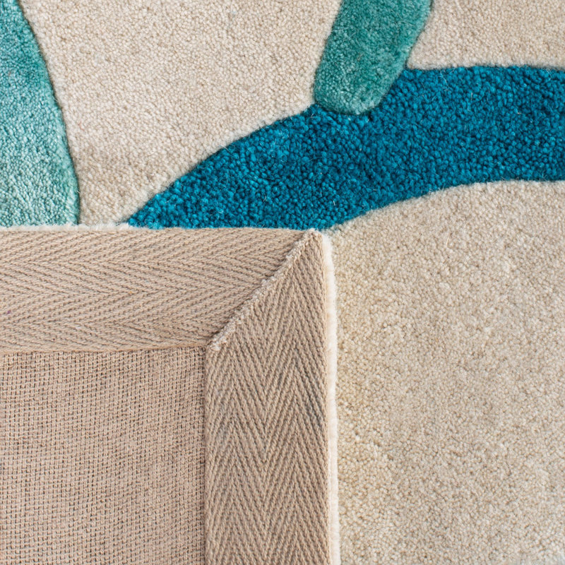 Tapis beige / bleu en laine touffeté à la main Nonia, Rectangle 6 pi x 9 pi