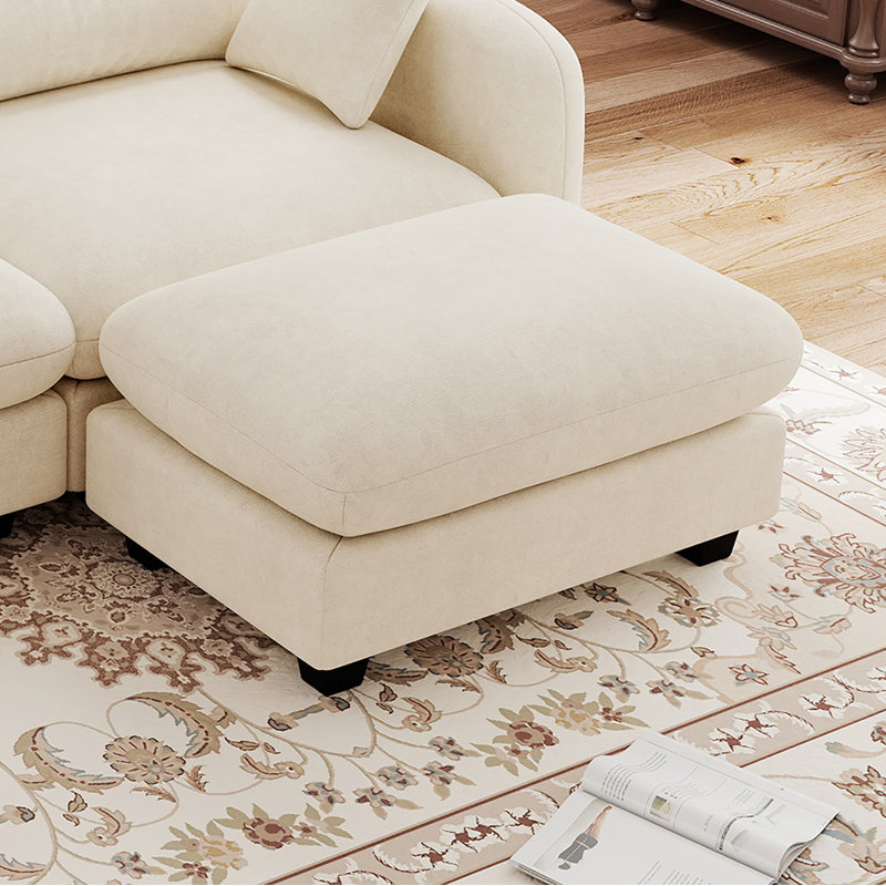 Repose-pieds en tissu chenille pour salon, Beige