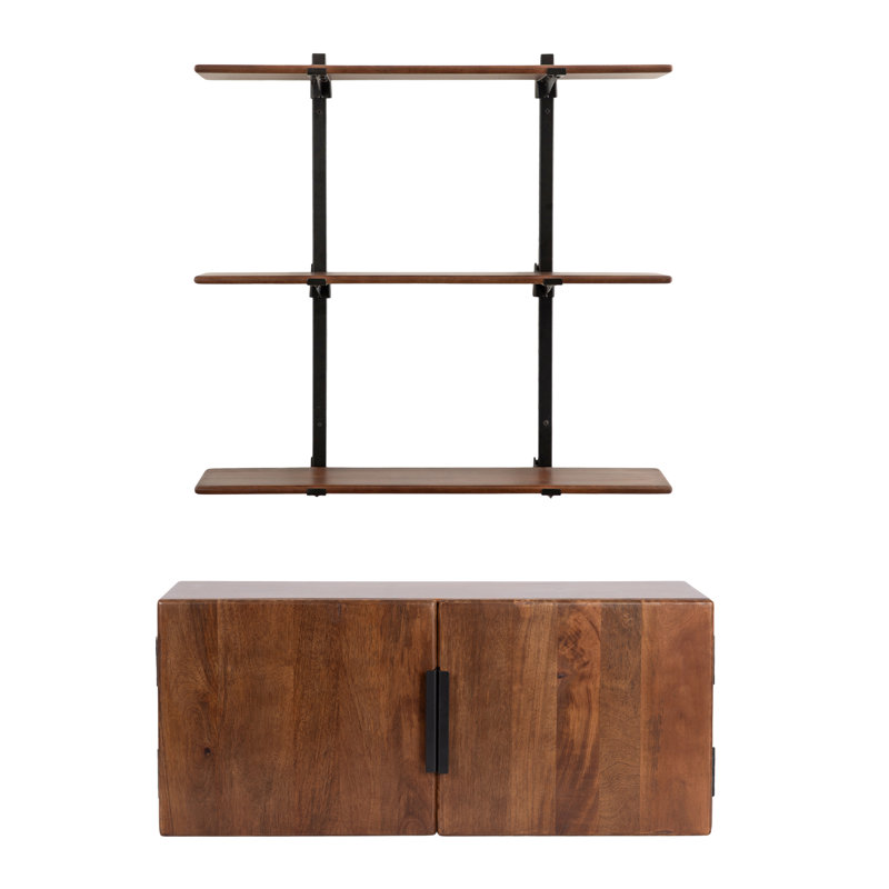 Warrick Wall Cabinet and Tiered Shelf Set