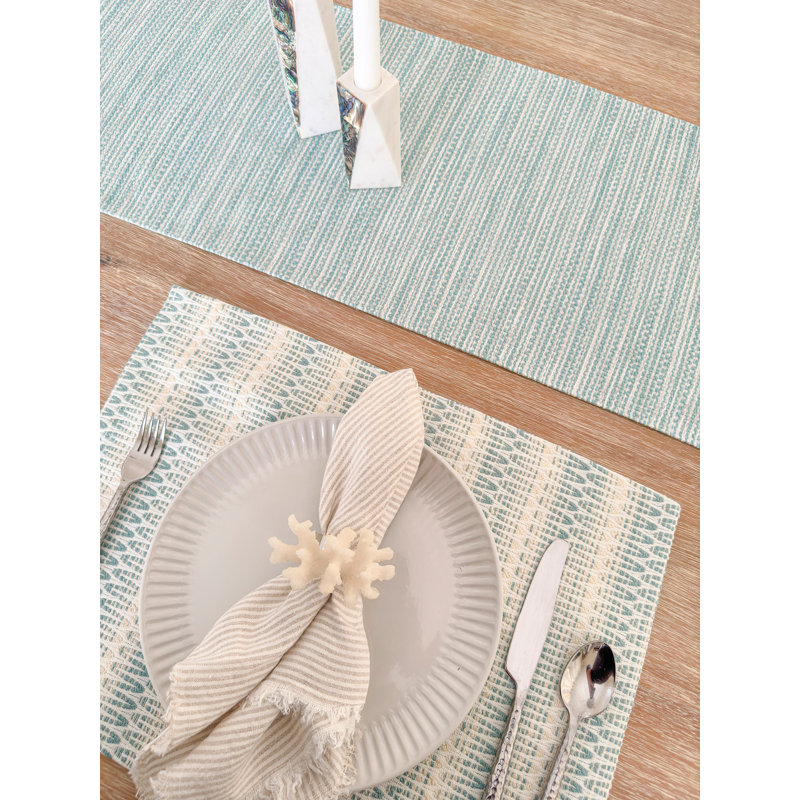 Aqua Blue Acrylic Striped Rectangle Placemat