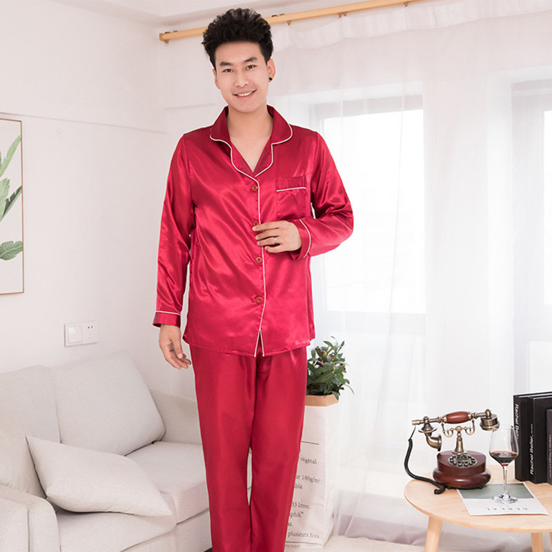Ensemble de pyjama en soie satinée pour hommes, TTG