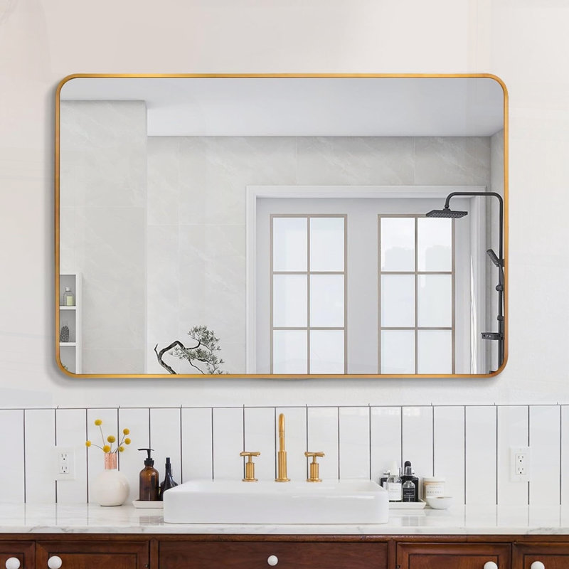 Miroir de salle de bain, Doré, 40 po x 30 po