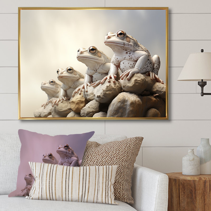 " Minimalist Frog Essence ", Gold Floater Framed, 12" H x 20" W x 1" D
