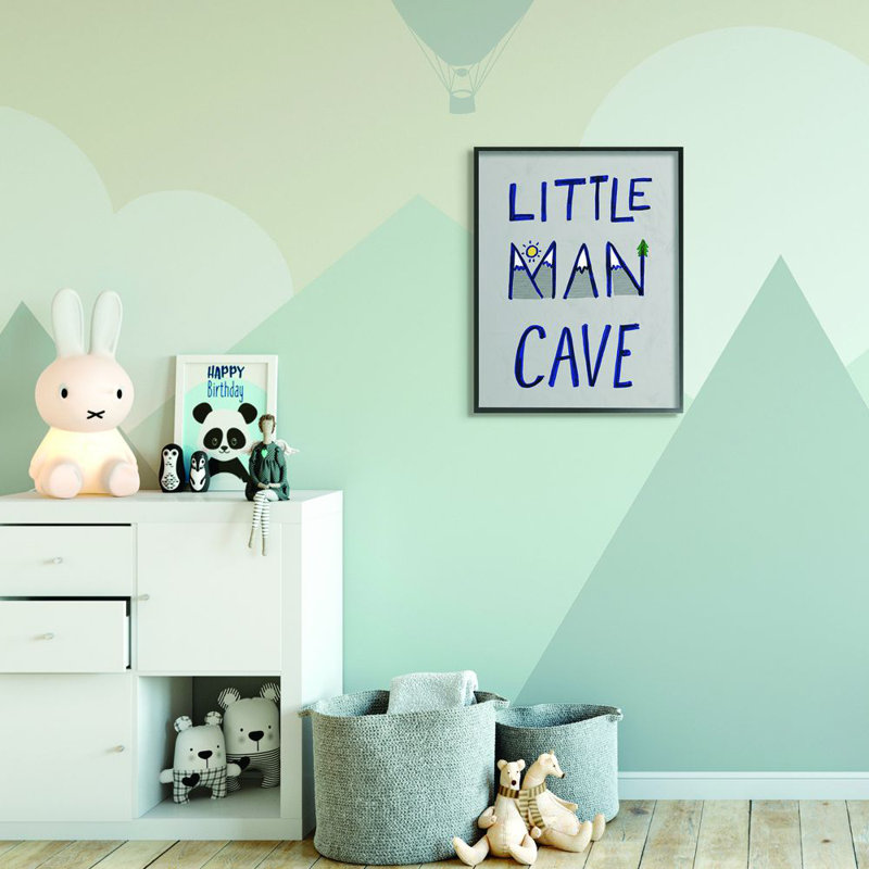 Décoration murale little man cave pour enfants Smeltzer, H 30 po x l 24 po x P 1,5 po, Giclée encadrée noir minuit