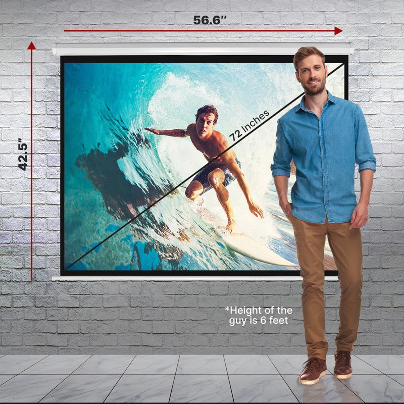Black Manual Wall/Ceiling Mounted Projector Screen, 42.5" H x 56.6" W