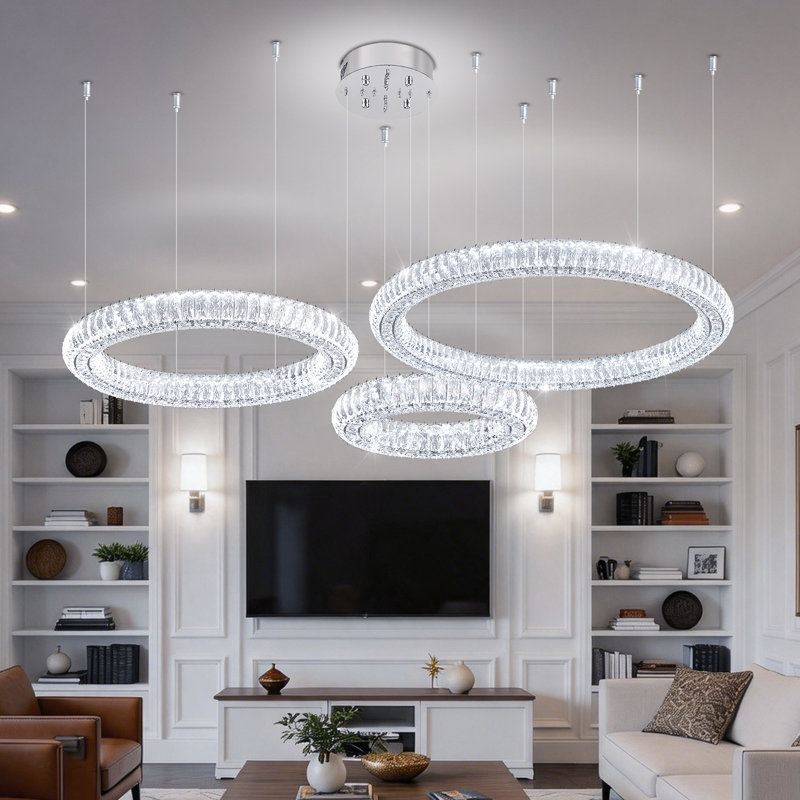32"+24"+16" 3 Rings Crystal Ceiling Chandeliers