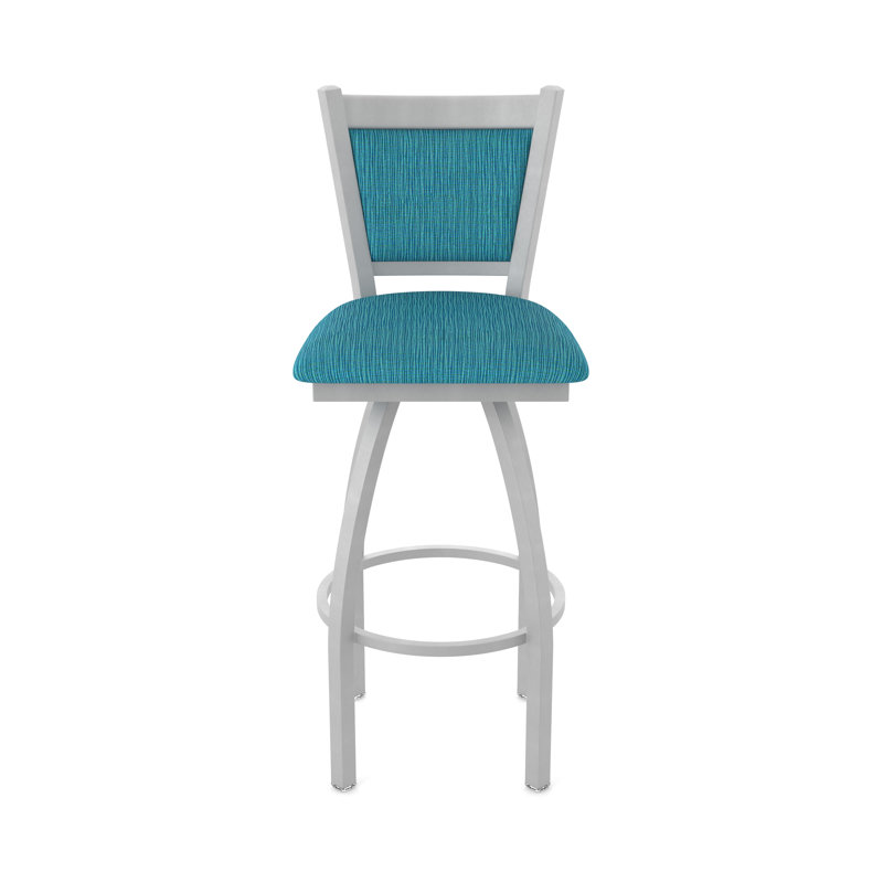Tabouret pivotant Hadleigh, Tabouret de comptoir (siège d'une hauteur de 25 p, Nickel anodisé, Tissu - marée graphique