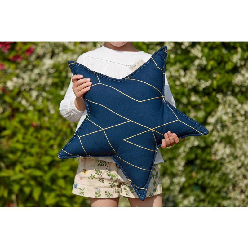 Goldene Linien Geometric Novelty Cushion, Dark blue