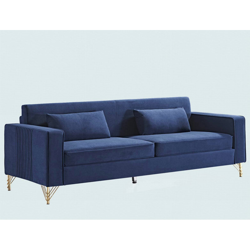 Nathally 85.8'' Velvet Sofa, Blue Velvet