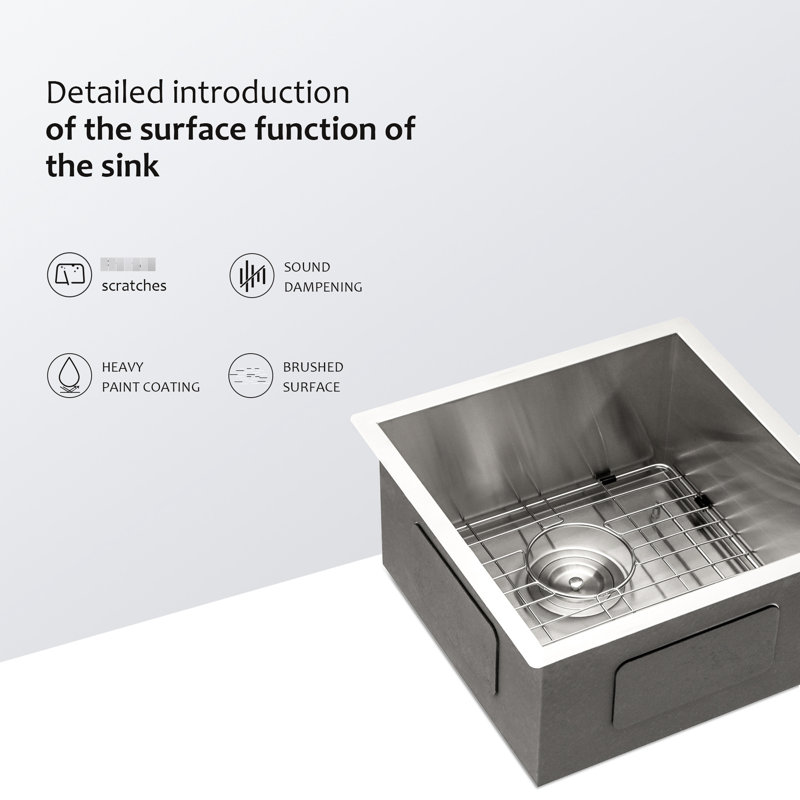 13 Inch Single Bowl Undermount Sink - Stainless Steel 304, And Cleanable, X-Shaped Drain, With Drying Rack & Installation Guide 18 Gauge, Surface, Drain For Easy Cleaning,