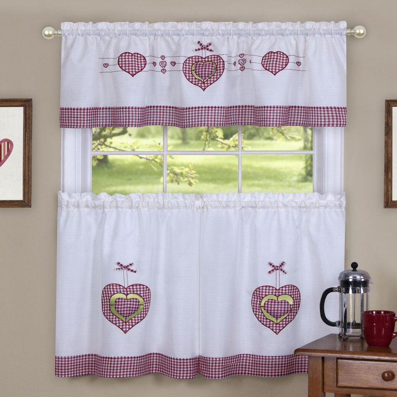Tejeda Plaid Tailored Kitchen Curtain, 56" W x 24" L