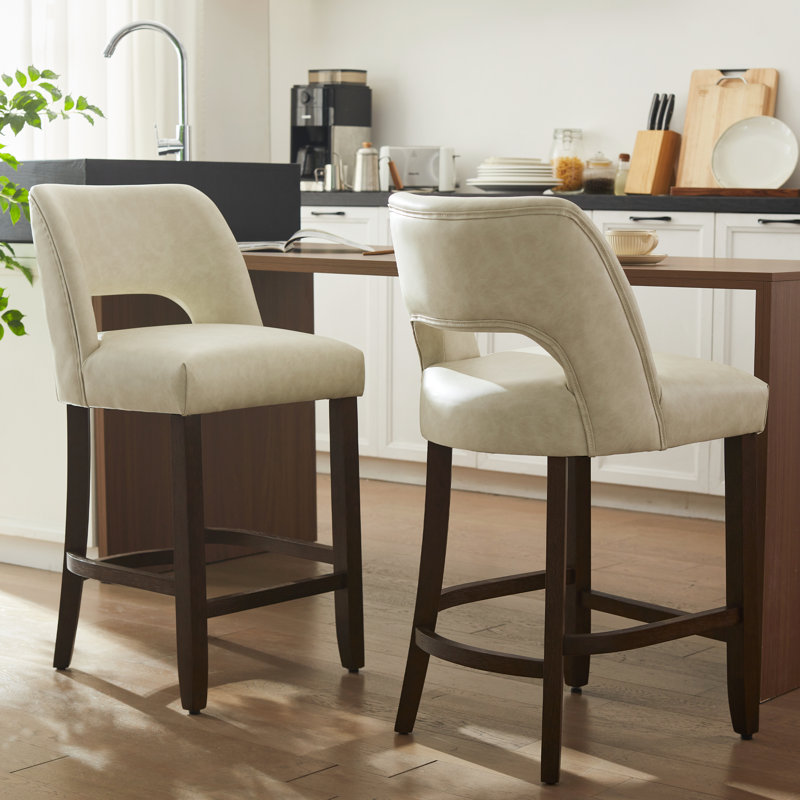 Ensemble de 2 tabourets de bar Bisto, Beige