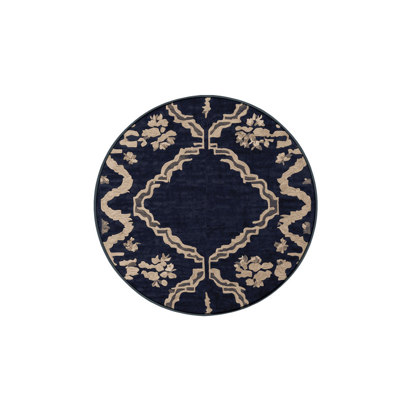 Tapis gris lavable à la machine, Rond 6 pi
