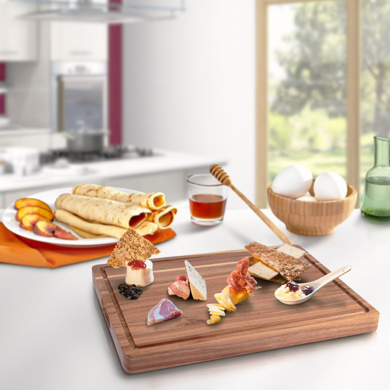 Acacia Wood Butcher Block Cutting Board, Large & Extra Thick - Reversible Chopping Board with Deep Juice Groove & Built-In Handles - For Kitchen Prep, Meat & Veggies - Size: 50.8 x 38 x 3.8 cm