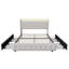 Smart Velvet Bed Frame with LED Charging Headboard, Tufted Upholstered Frame with Storage Drawers, Grey/Beige in Multiple Size (EU Single, Double & King)-1020501898-1020501897