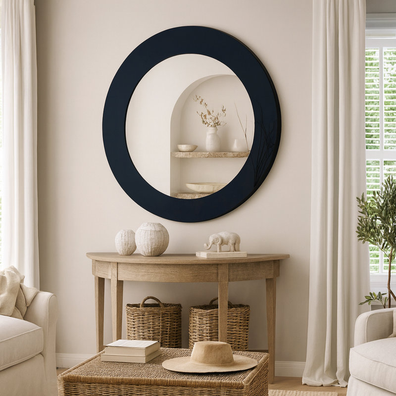 Black Framed Round Orbit Mirror-31" D