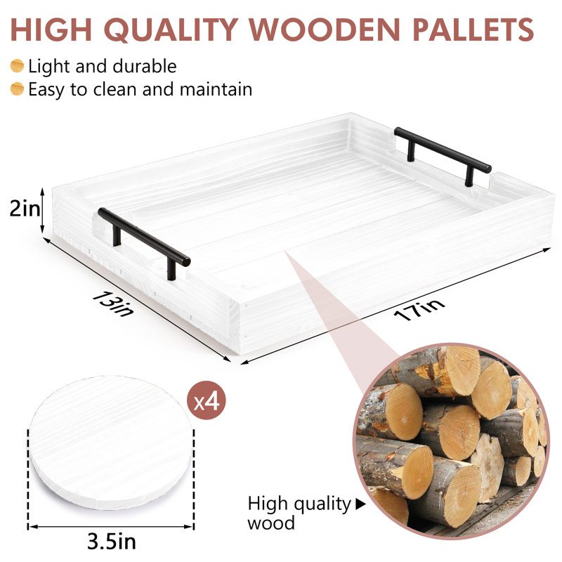 Ceeanna Solid Wood Tray, White