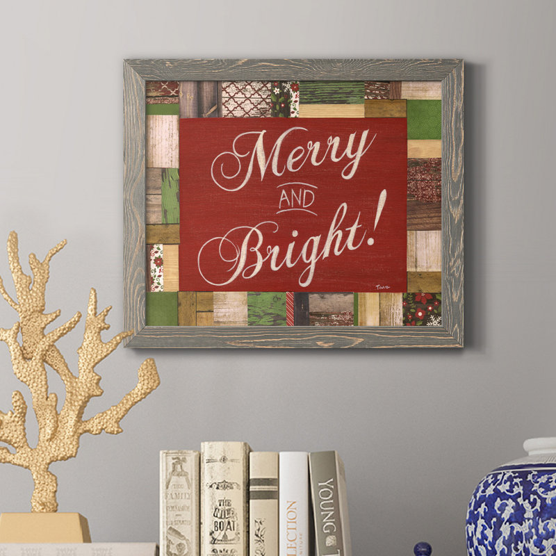 «Merry and Bright», reproduction d'impression sur toile, H 24 po x l 18 po x P 1,5 po, Gris