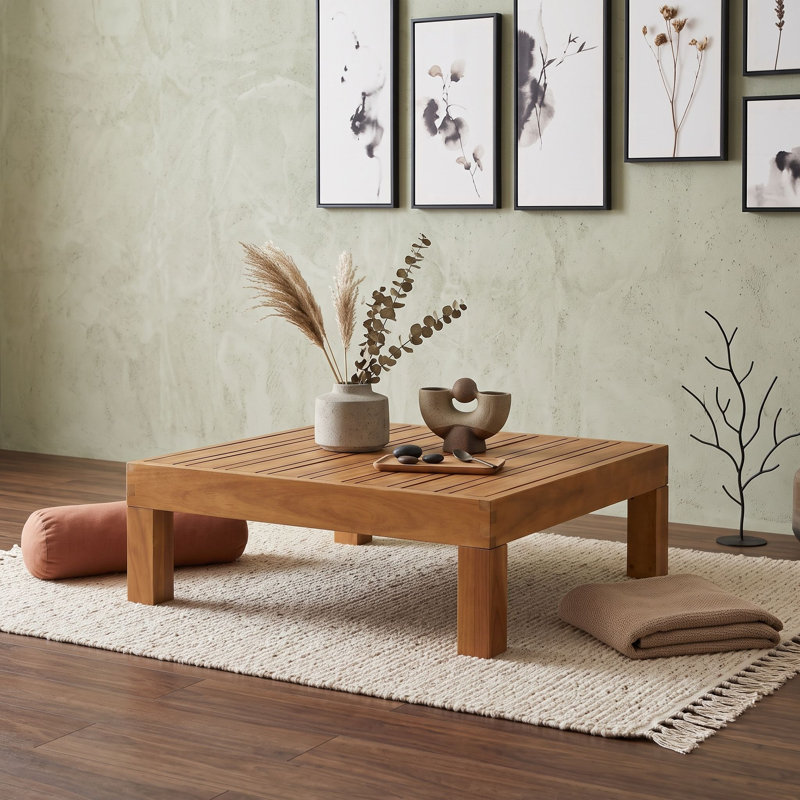 Table basse extérieure avec dessus en bois, Teck