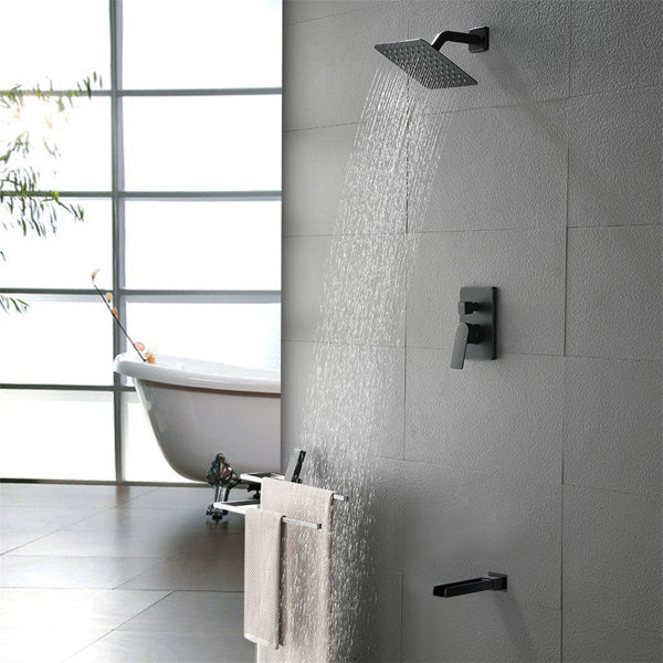 Single Handle Shower Faucet Set With Valve - 9-Spray Dual Handheld & Rainfall Head, Brushed Nickel