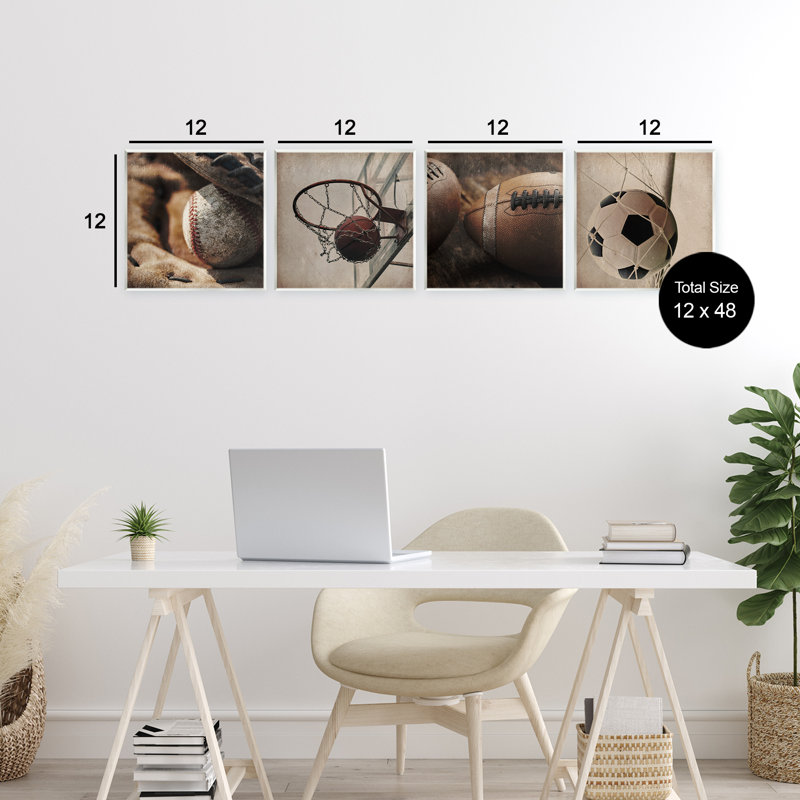Ensemble de 4 plaques murales Inspiring Sports Be the Ball, design par Kim Allen