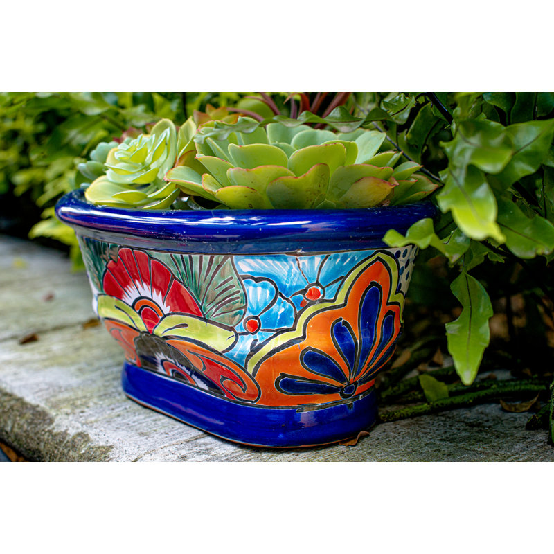 Pot à fleurs en céramique Talavera, H 5 po x l 12 po x P 5 po