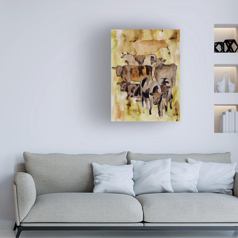 «August Grove® Melissa Wang Golden Bulls I», art mural sur toile, H 19 po x l 14 po
