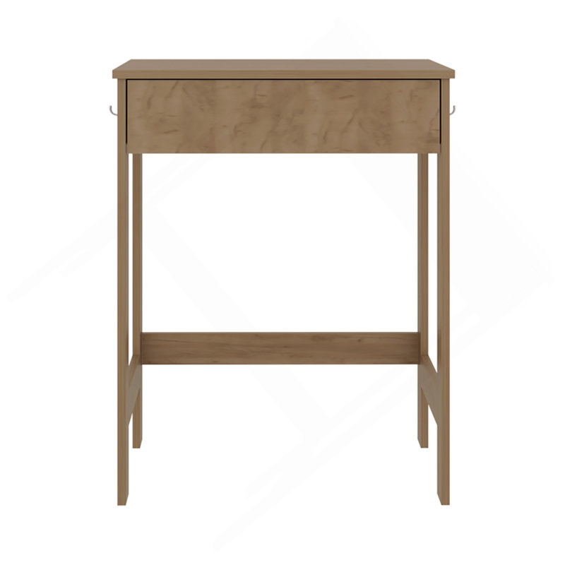 Bureau d'ordinateur avec 2 tablettes latérales et surface de travail spacieuse, chêne naturel